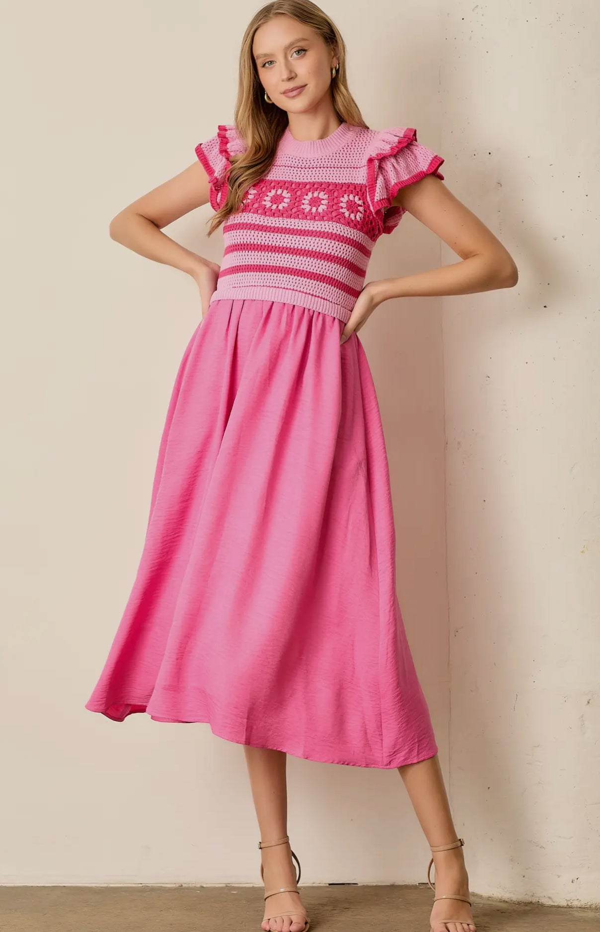 Vestido, midi  de crochet