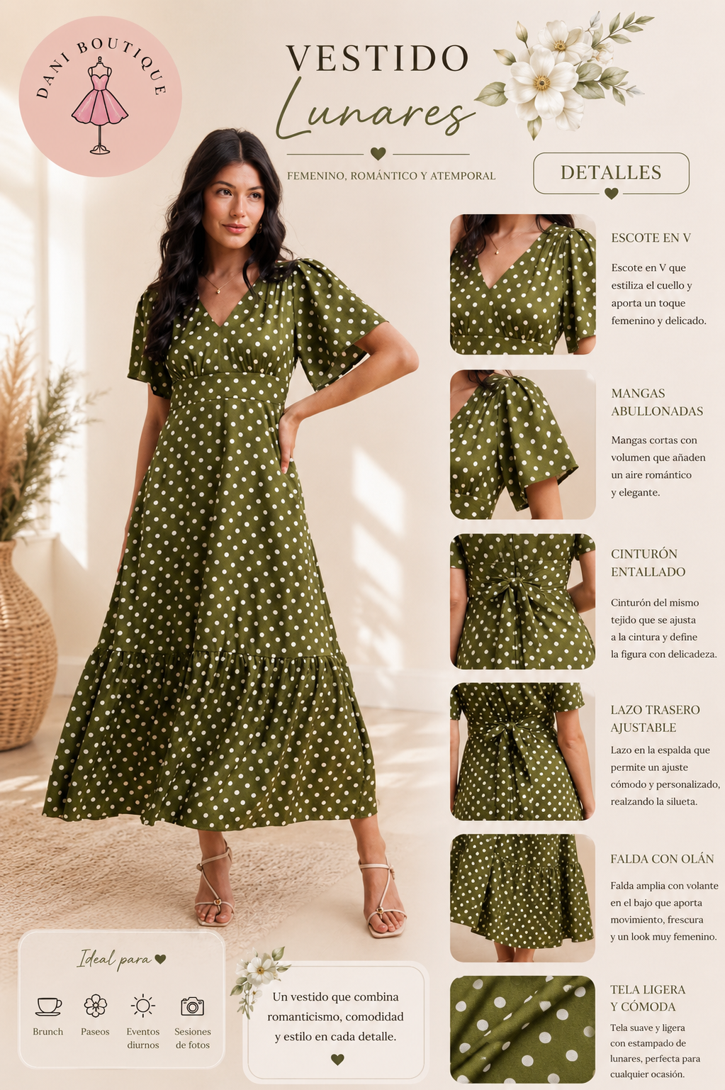 Azucena Olive Dress