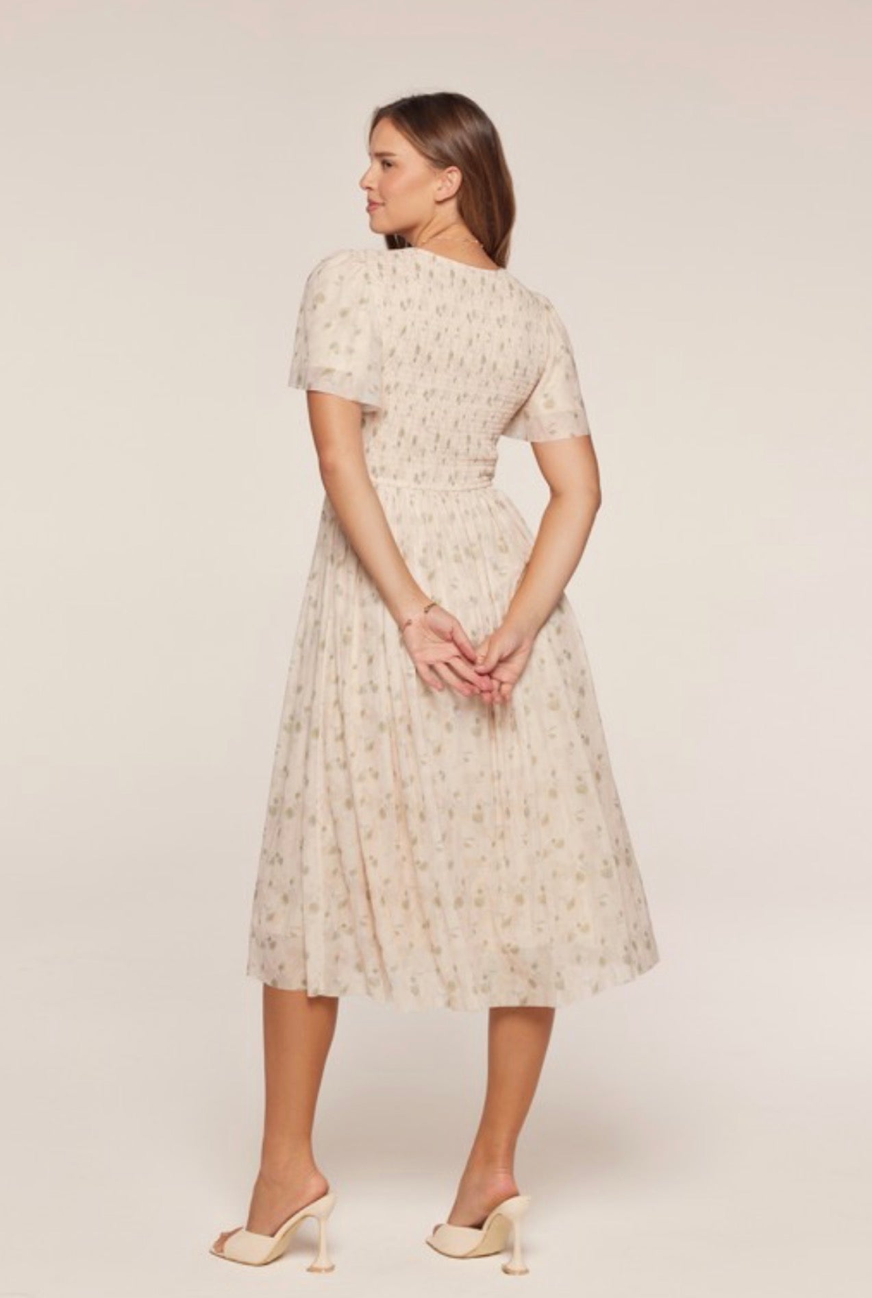 Mariam Midi Dress.                                   Abstract Floral Pleated Dress