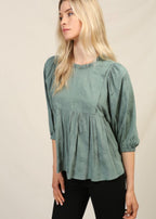Blusa con volantes de jacquard Jade