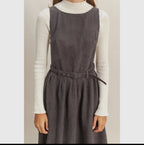 Overall Dress Vestido Midi Sin Mangas De Pana Con Cinturón