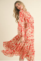 Mariana Midi  Dress                                   Vestido midi con ribete de volantes y estampado floral