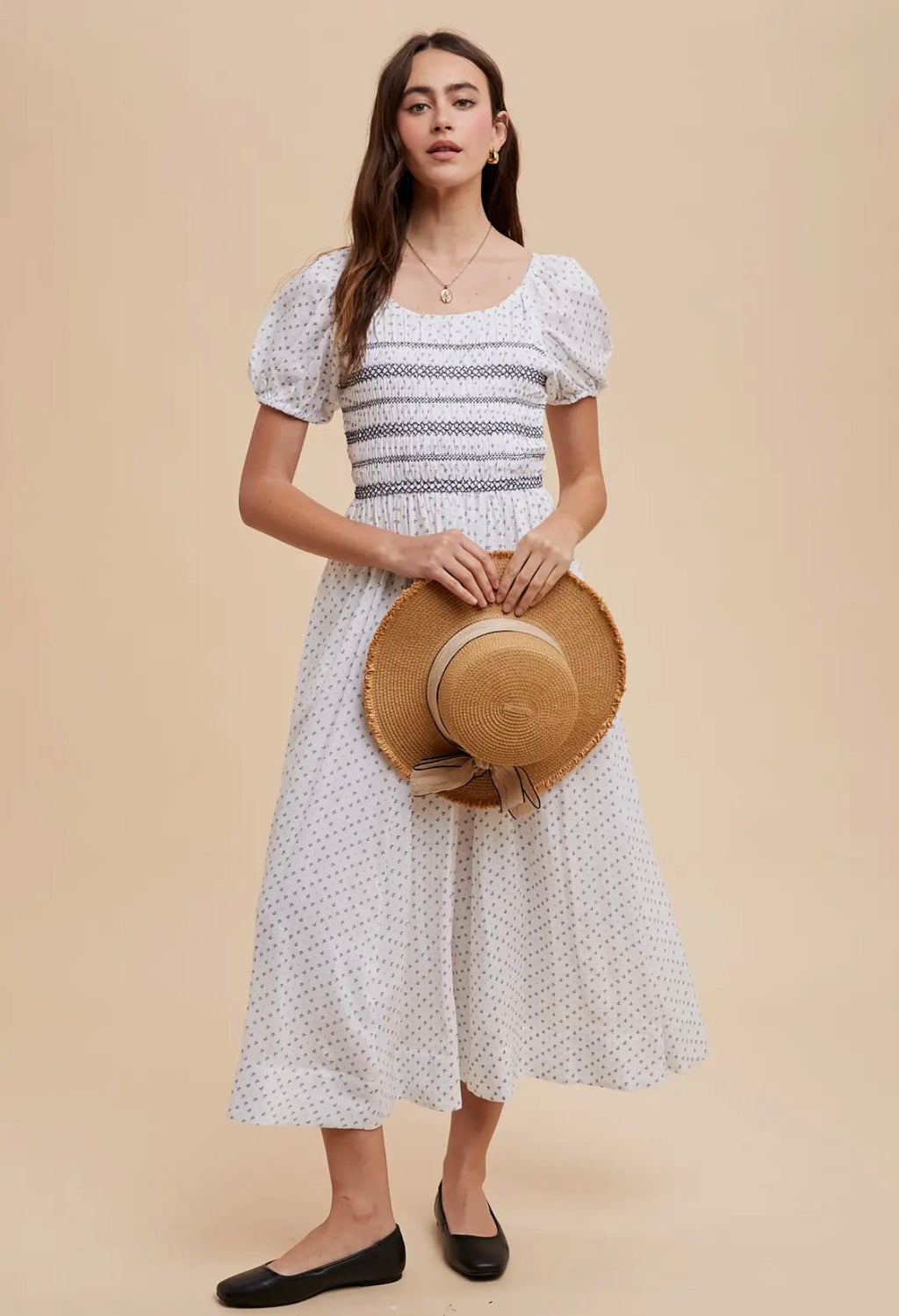 Smocked Maxi Dress
In Contrast