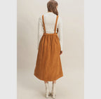 Overall Dress                                            Vestido Midi Sin Mangas De Pana Con Cinturón