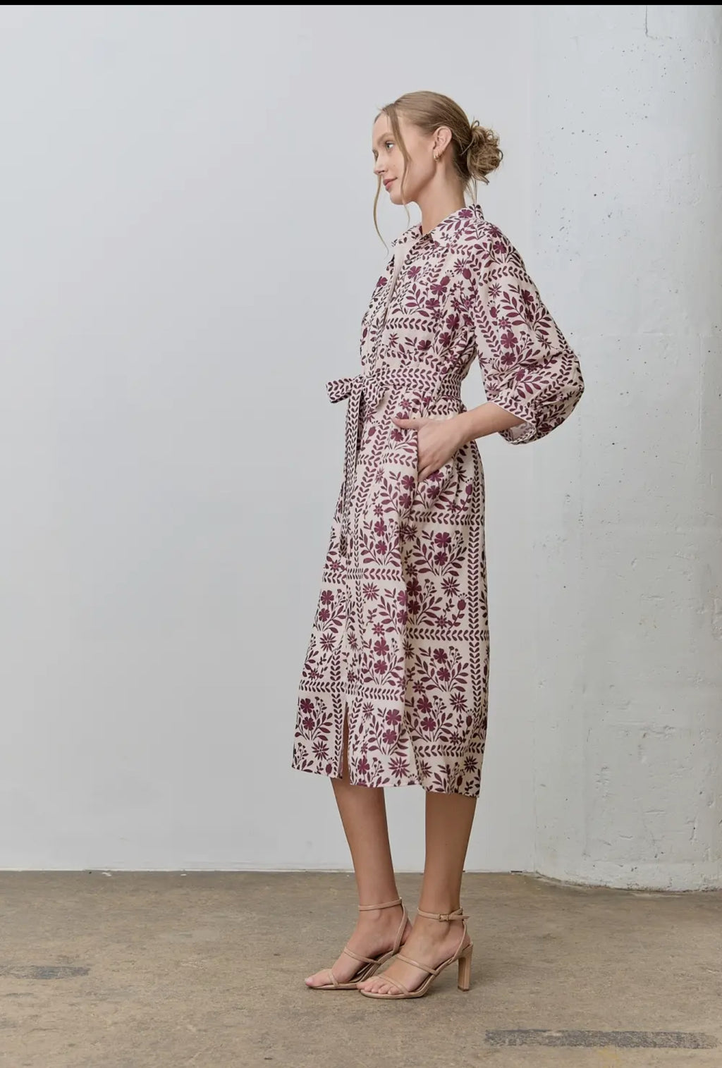 Vestido camisero con estampado, flora