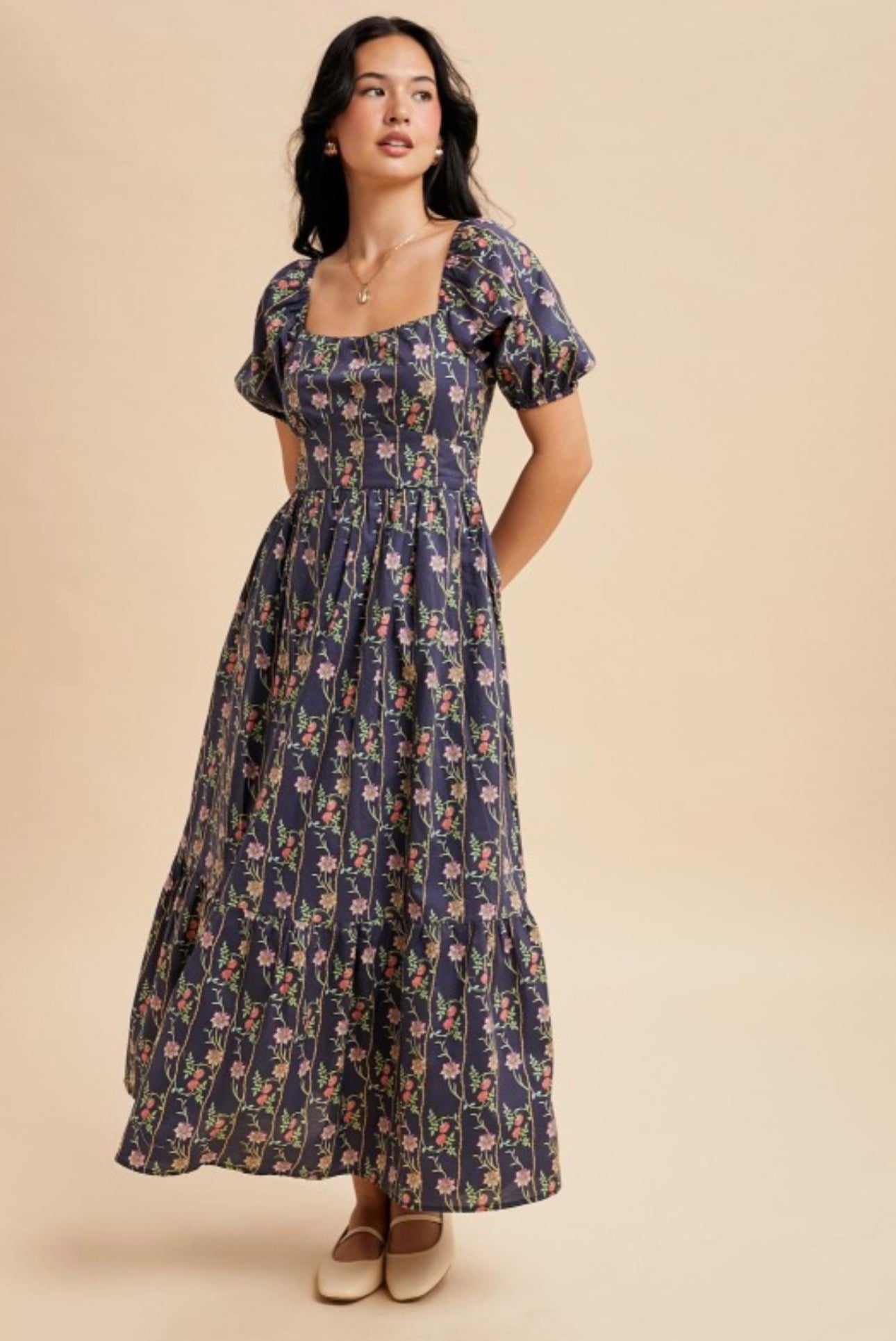 Romi Maxi Dress.                                          Cotton Floral Maxi Dress