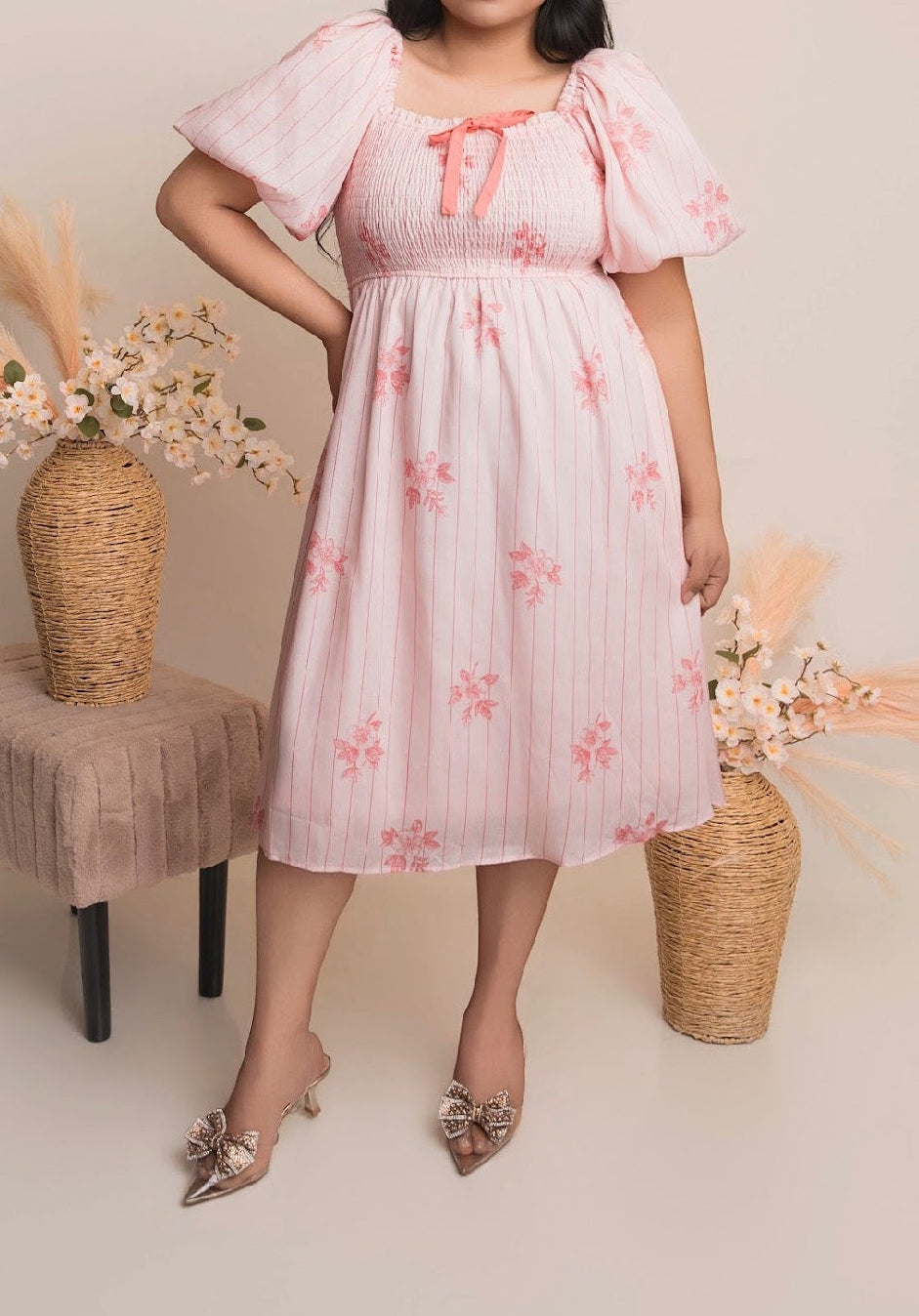 Lucia Pink Bow Dress