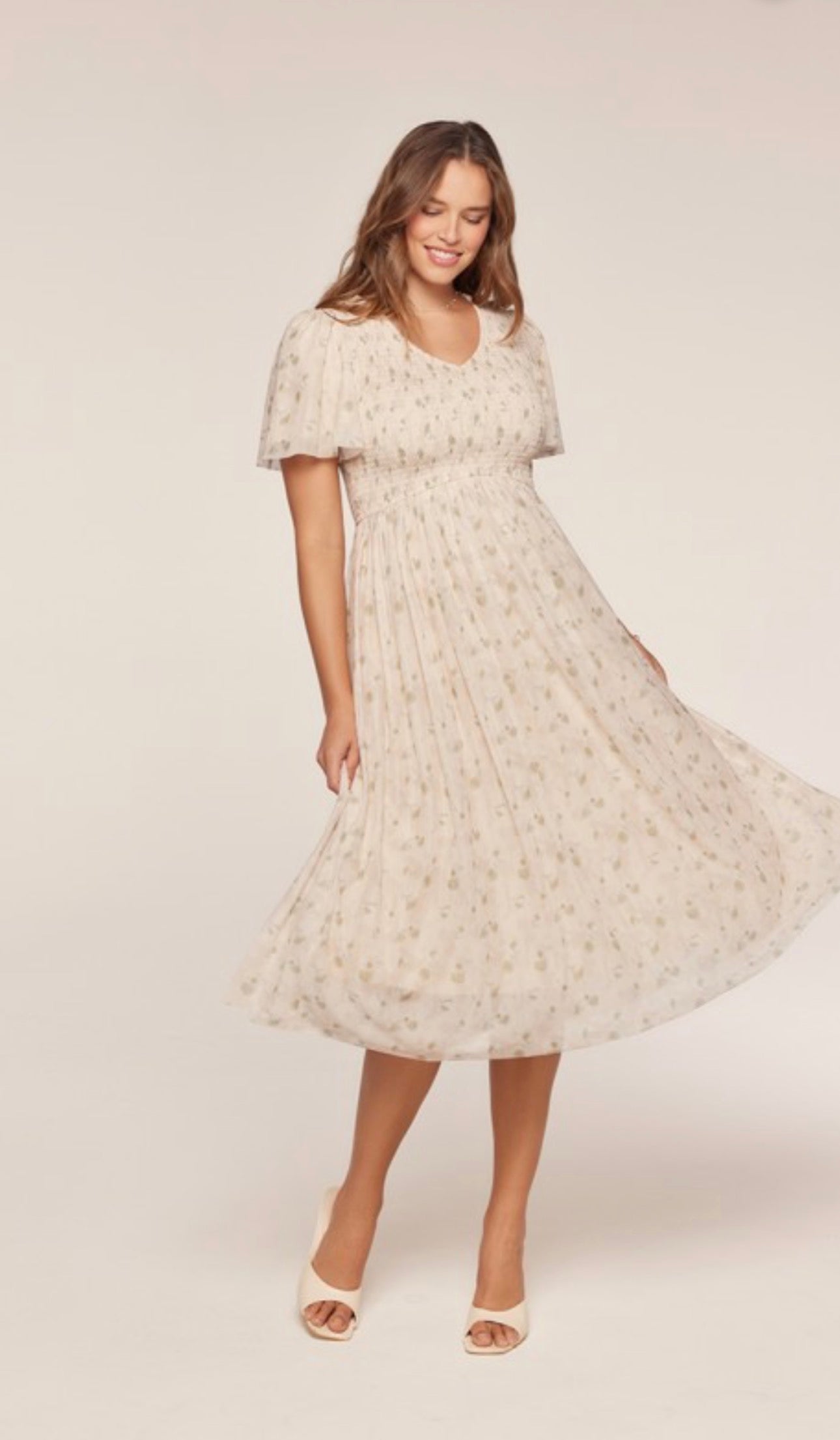 Mariam Midi Dress.                                   Abstract Floral Pleated Dress