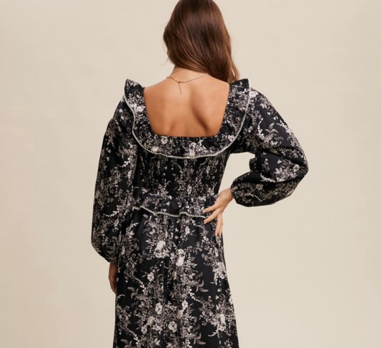 Rous  MIDI Dress.                                     Floral Corset Ruffle Midi Dress