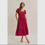 Rous Midi Dress                               Vestido Midi De Jacquard Floral Con Mangas Abullonadas De Elegancia Atemporal