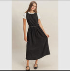 Overall Dress                                            Vestido Midi Sin Mangas De Pana Con Cinturón