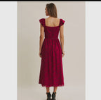 Royce Midi Dress.                                         Vestido Midi De Jacquard Con Cintura De Terciopelo Rico En Textura
