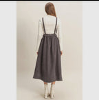 Overall Dress Vestido Midi Sin Mangas De Pana Con Cinturón