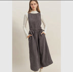 Overall Dress Vestido Midi Sin Mangas De Pana Con Cinturón