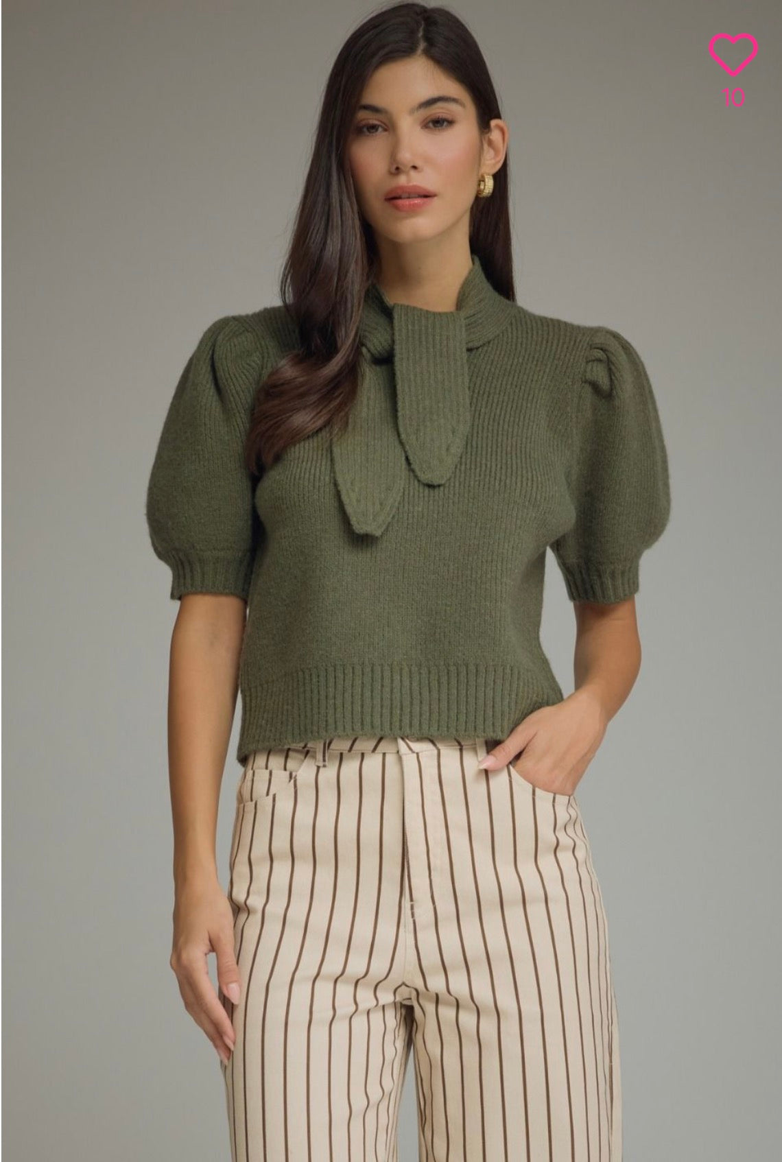 Olive Ribbon Top