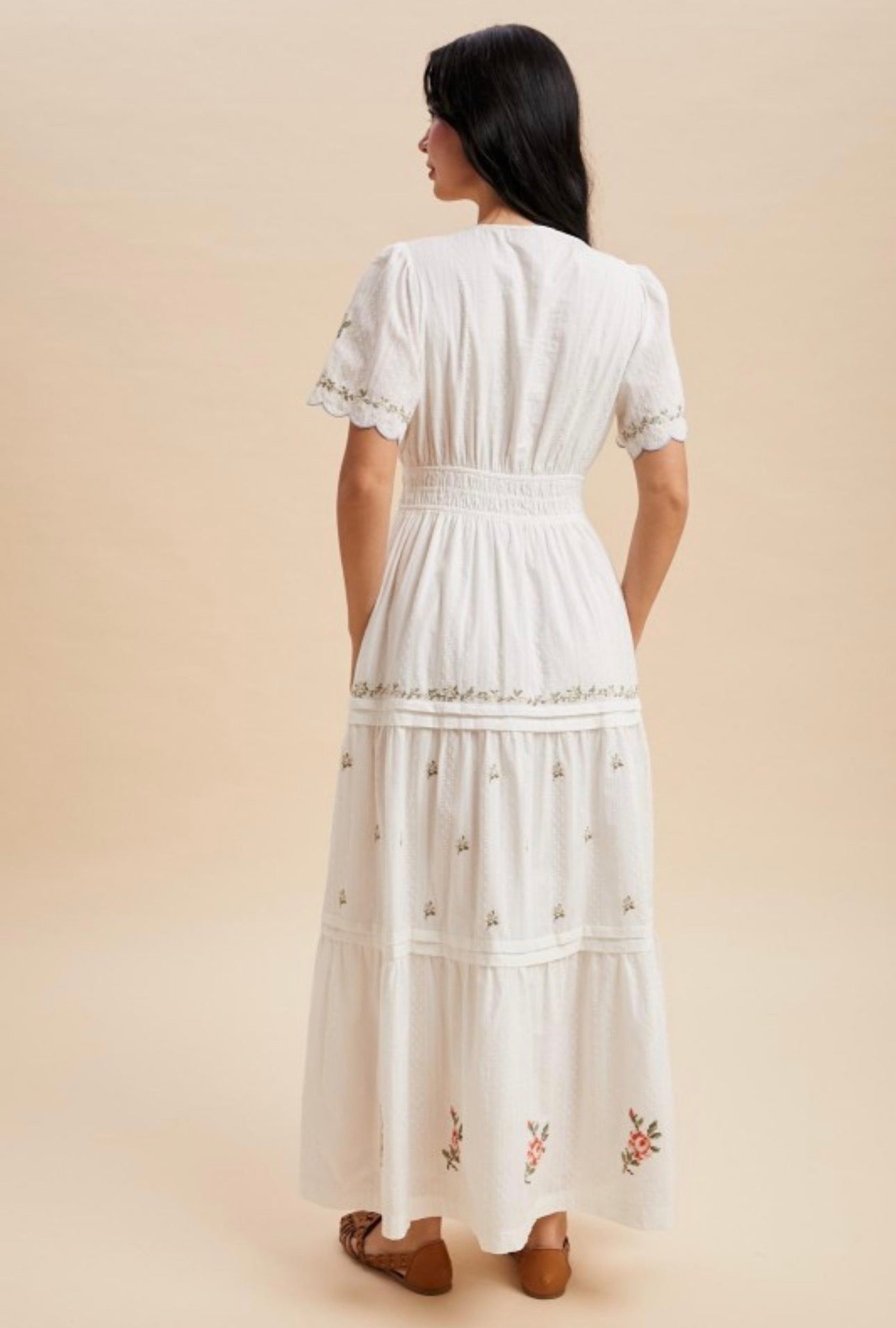 Lois Maxi Dress.                                       Swiss Dot Floral Embroidered Maxi Dress