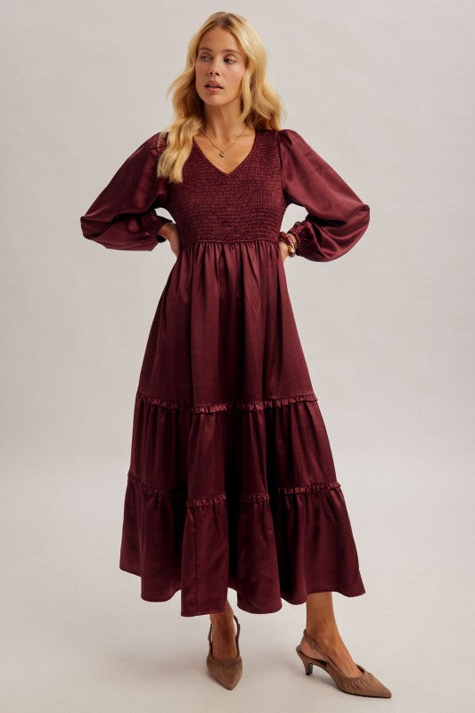Estela Burgundy Maxi Dress