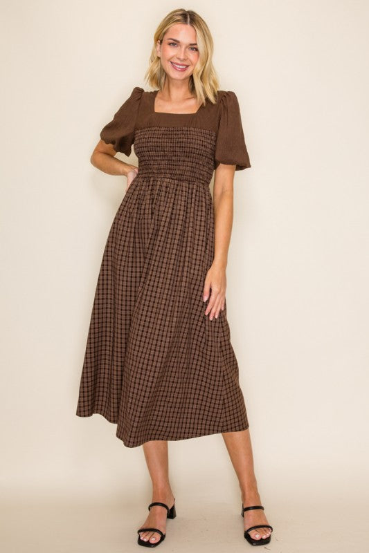 Destiny Brown Midi Dress