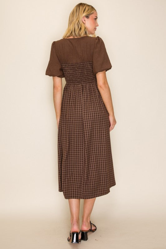 Destiny Brown Midi Dress