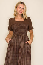 Destiny Brown Midi Dress