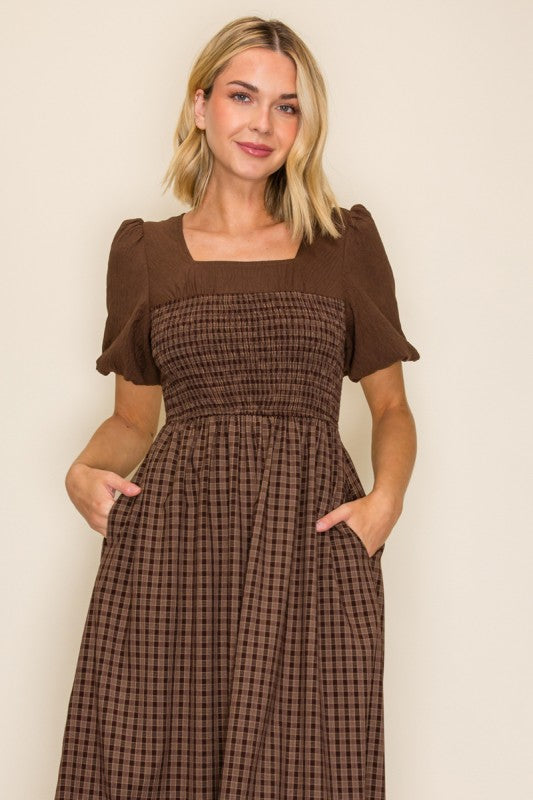 Destiny Brown Midi Dress