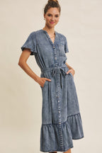 Sustainably Chic Washed Tencel Denim Midi Dress