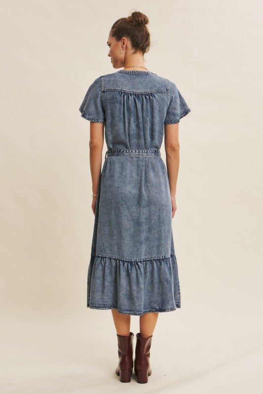 Sustainably Chic Washed Tencel Denim Midi Dress