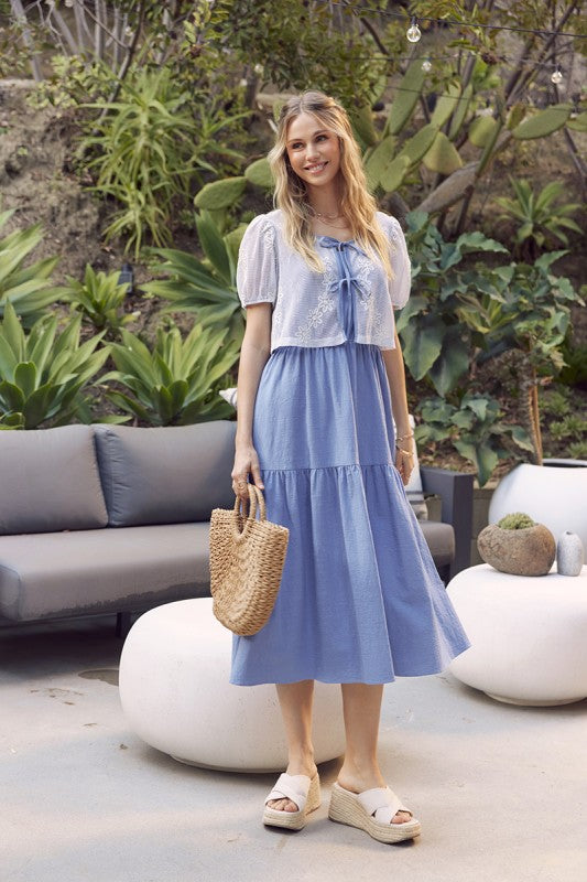 Sunshine Days Crochet Cardigan And Midi Dress Set