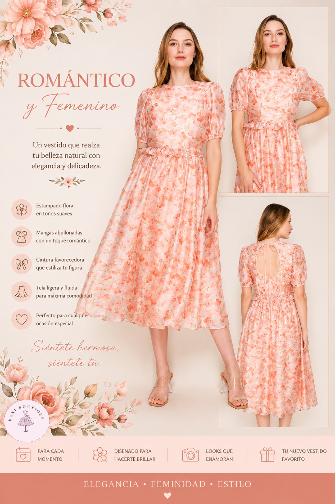 Peach Valentina Dress