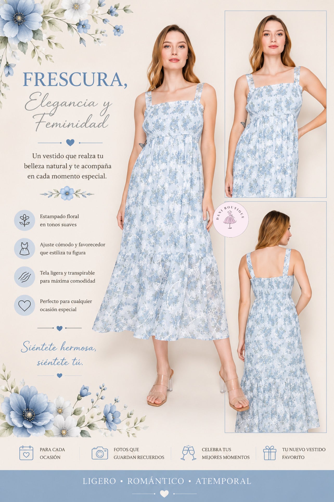 Blue Serenity Floral Dress